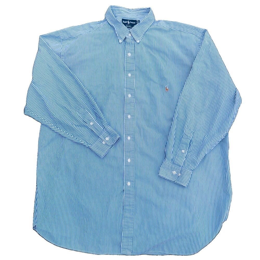 Ralph Lauren Shirt Mens 20 37/38 Big & Tall Pinpoint Oxford Button Down Preppy - Picture 2 of 9